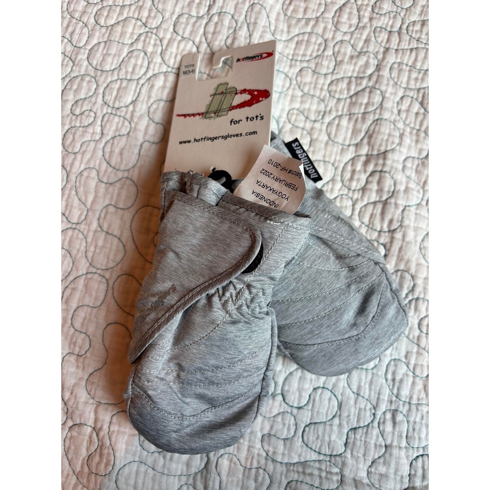 Hotfingers Zip N Slide Toddler Mittens Gray Heather Waterproof Insulated M 3-4